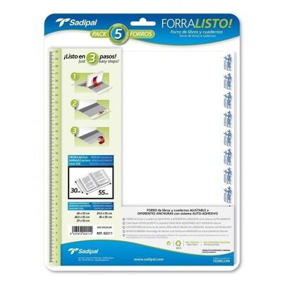 Blister 5 forros libros alto 30 cm