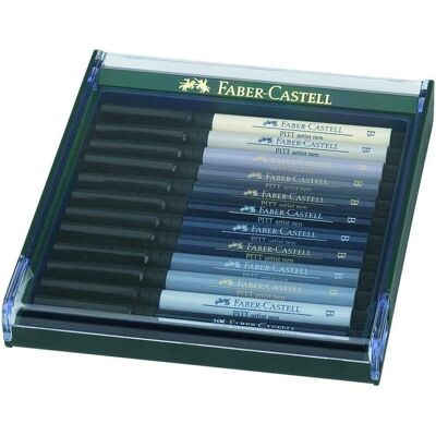 Estuche Faber-Castell Pitt 12 Rotulad tonos grises