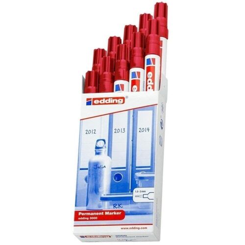 Edding 3000 Permanent Marker, refillable, round tip, aluminum handle, Red -  AliExpress