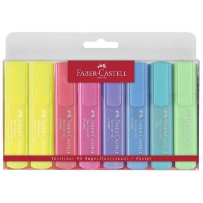 Bolsa 8 marcadores Faber-Castell  flúor pastel