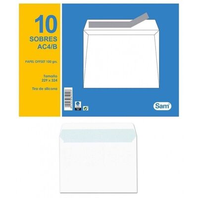 Pack 10 sobres blancos 229 x 324 con tira