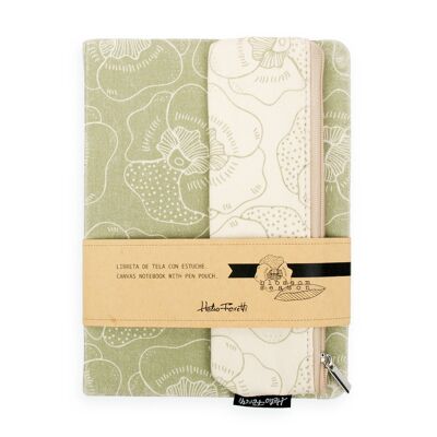Canvas notebook with pen pouch flowers hf