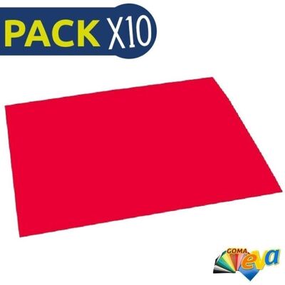 Pack 10 Hojas goma Eva 40x60 Rojo