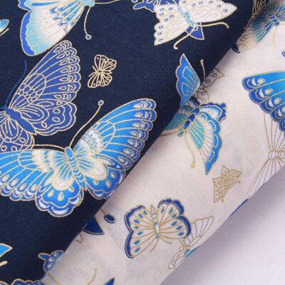PO236 Japanese Butterfly Metallic 100% Cotton, 10m BOLT