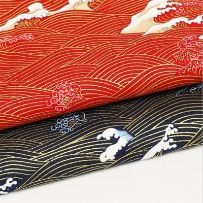 PO340 Japanese Crashing Waves Metallic 100% Cotton, 58"/147cm Wide. 10m Bolt