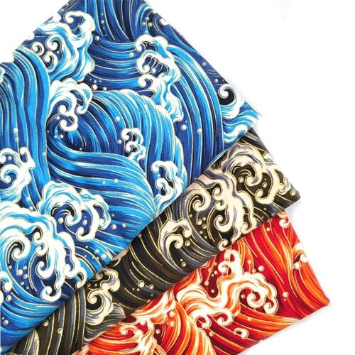 PO270 Japanese Crashing Waves Metallic 100% Cotton, 58"/147cm Wide 10m Bolt