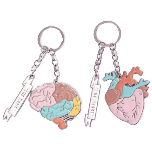 Heart and brain keychain split pair hf