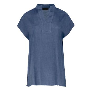 Top sans manches style denim bleu 1