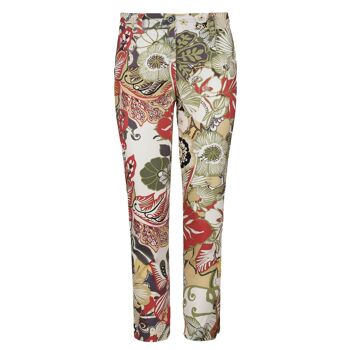 Pantalon en coton fleuri dans des tons terreux 1