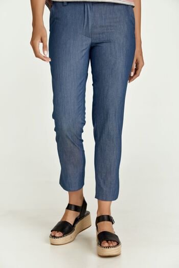 Pantalon en coton bleu style denim 5