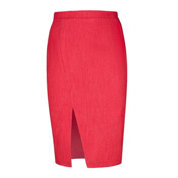 Jupe crayon style denim rouge 1