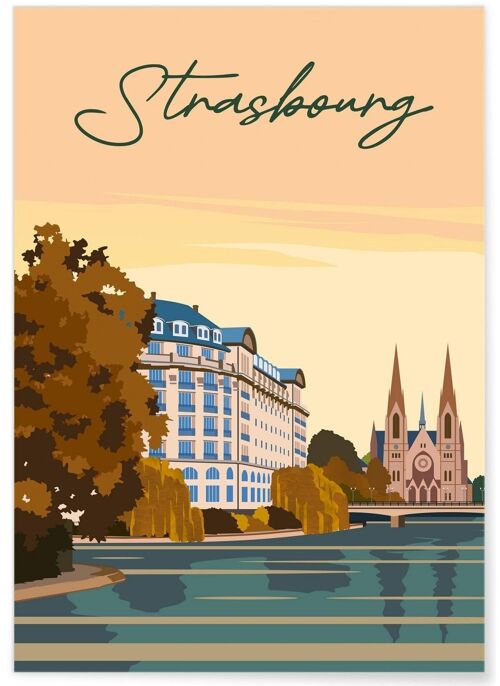 Affiche illustration de la ville de Strasbourg - 2