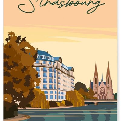 Affiche illustration de la ville de Strasbourg - 2