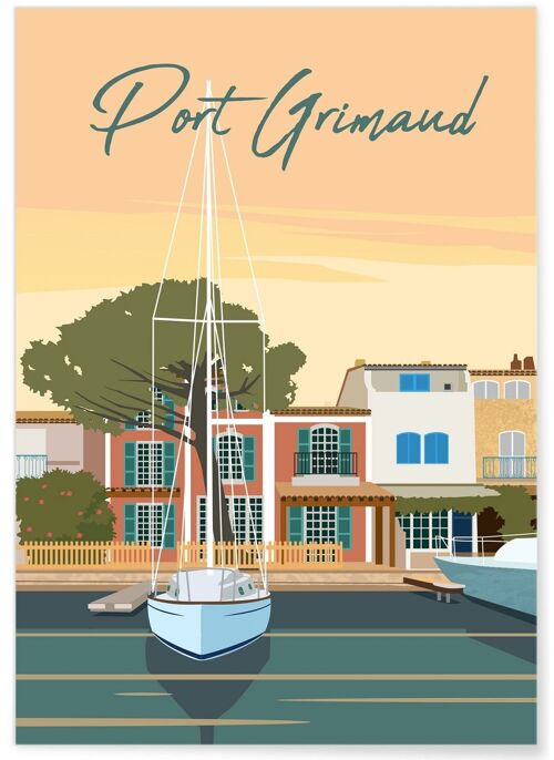 Affiche illustration de la ville Port Grimaud