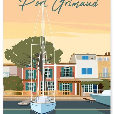 Affiche illustration de la ville Port Grimaud