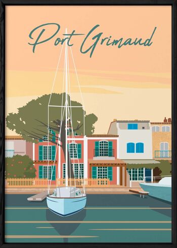Affiche illustration de la ville Port Grimaud 3