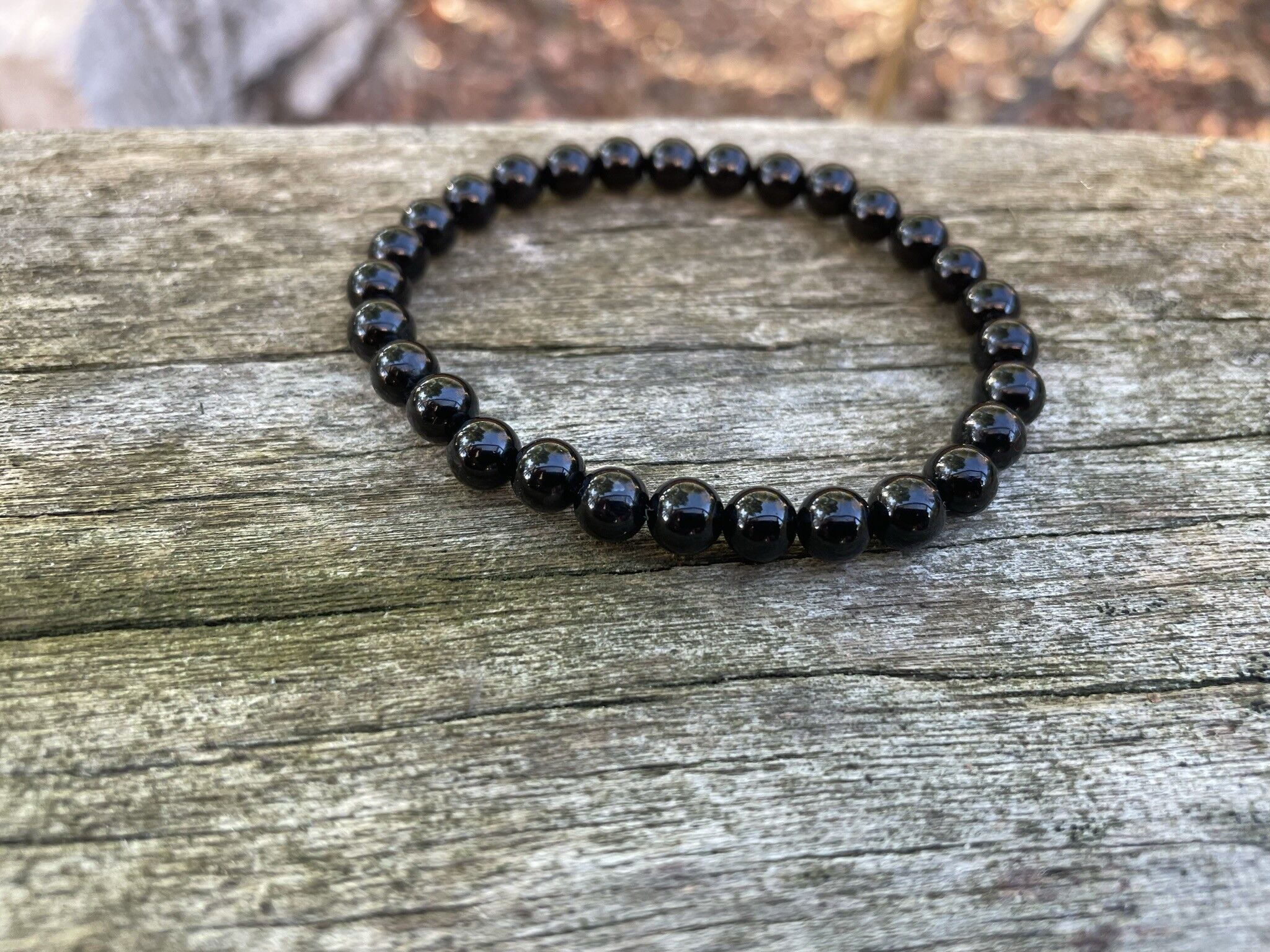 Bracciale Elastico Litoterapia in Tormalina Nera