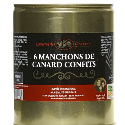 6 manchons de canard confits, conserverie GRATIEN, la boîte de 740g