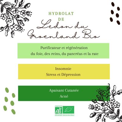 Hydrolat de Ledon du Groenland BIO 1L