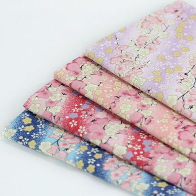 PO347 Japanese Ripple Cherry Blossom Metallic 100% Cotton, 58"/147cm Wide. 10m Bolt
