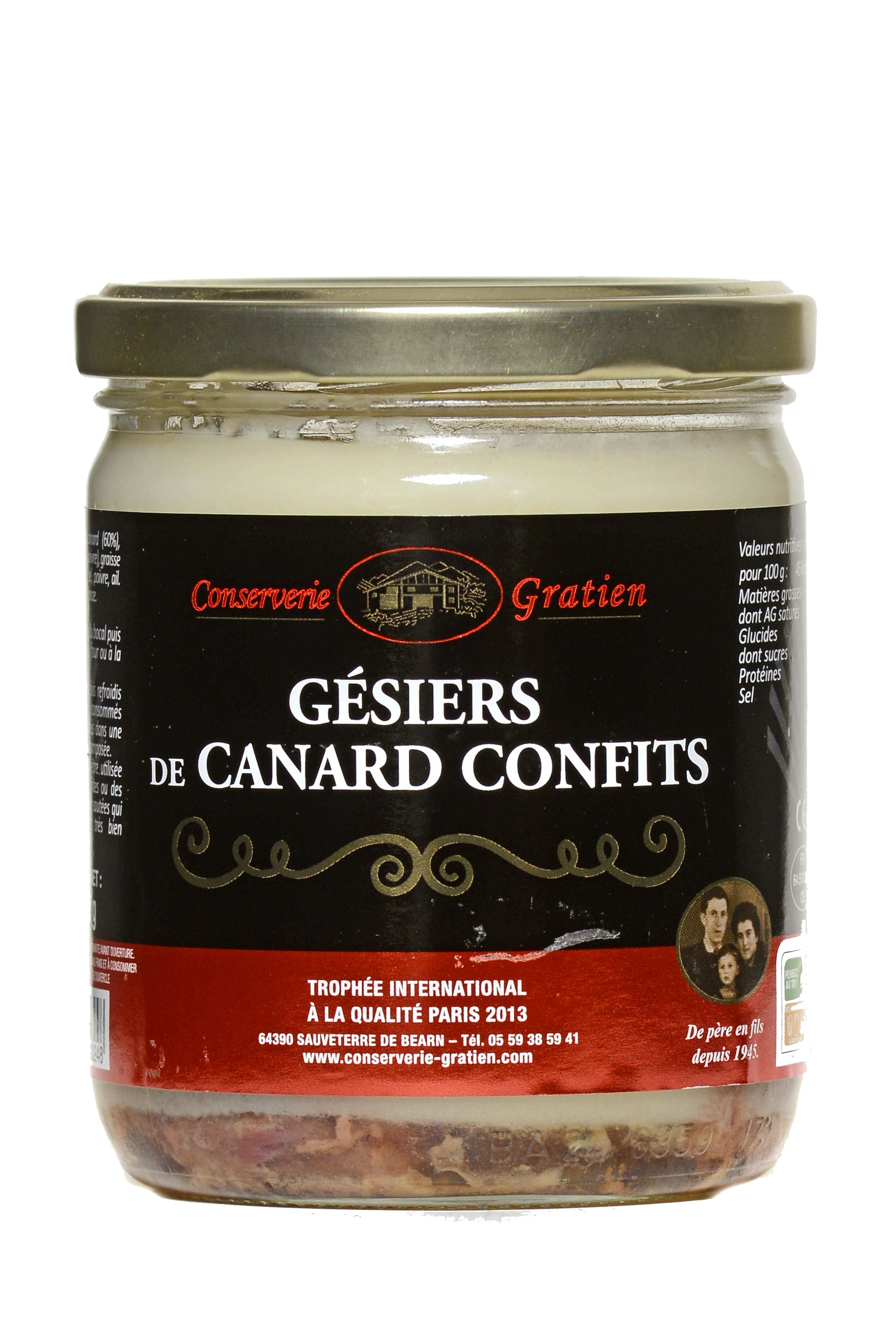 Candied Duck Gizzards x 5, GRATIEN cannery, 340g jar