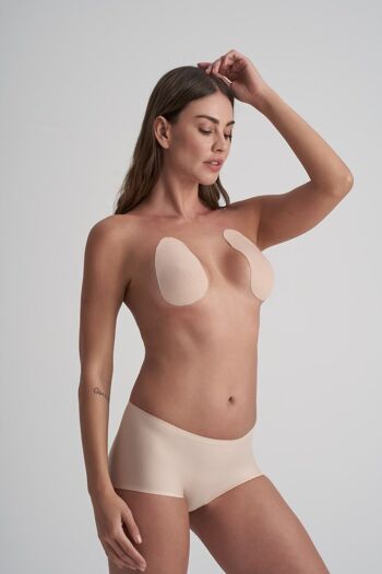 Coussinets pour lifting des seins + cache-tétons en satin Beige 2