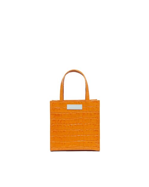 Mini Croc Embossed Leather Crossbody Evening Tote Purse Bag Orange