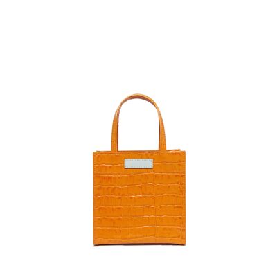 Mini Croc Embossed Leather Crossbody Evening Tote Purse Bag Orange