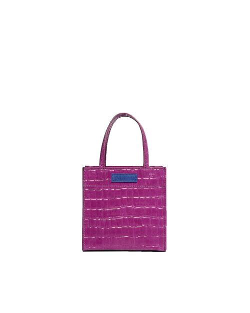 Mini Croc Embossed Leather Crossbody Evening Tote Purse Bag Purple