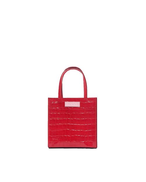 Mini Croc Embossed Leather Crossbody Evening Tote Purse Bag Red