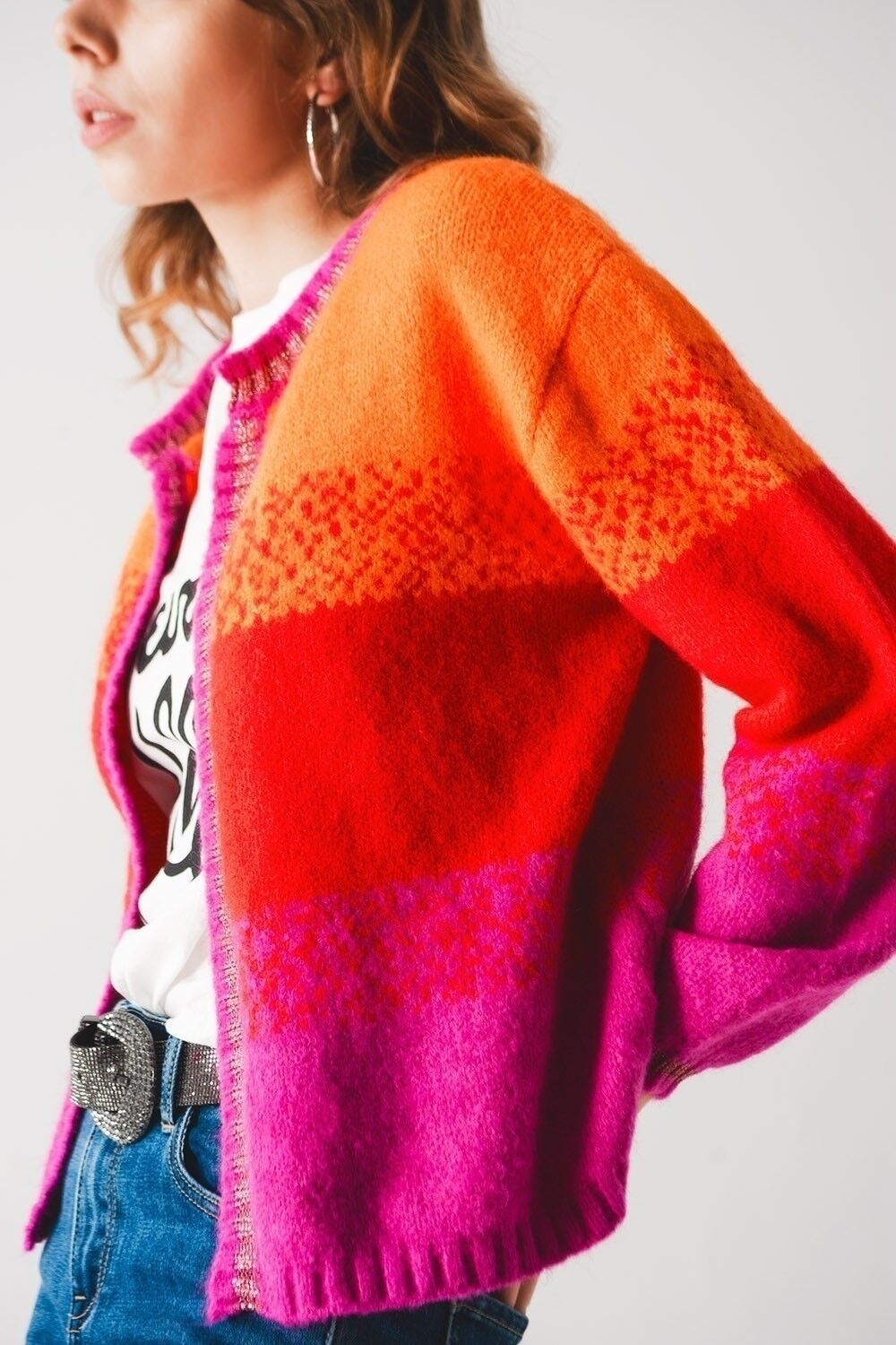 Cardigan a righe in arancione