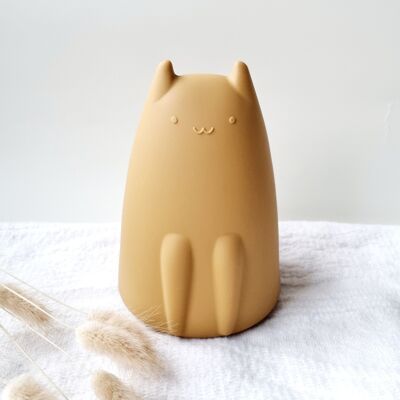 Tirelire souple en silicone - Chat Jaune Ocre