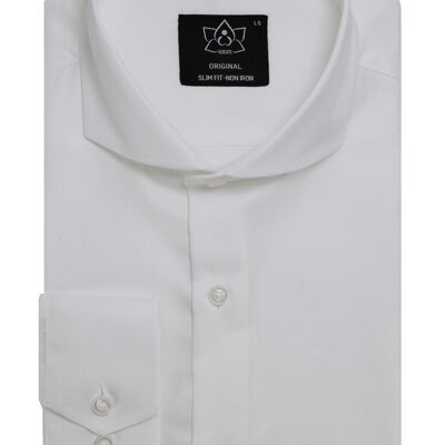 Vercate - NON Iron Shirt - Extra Long Sleeve - White - Slim Fit - Twill Cotton - Men's