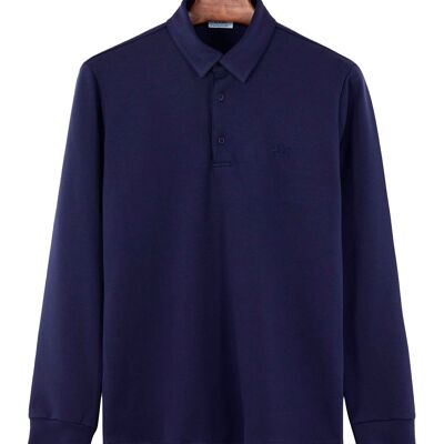 Vercate - Men's Polo Long Sleeve - Iron-Free Polo Shirt - Navy Blue - Regular Fit - Premium Cotton