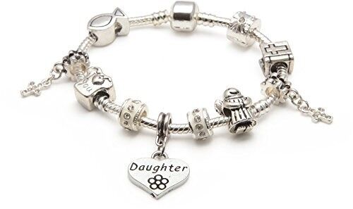 Girls First Holy Communion/Confirmation for Daughter Silver Plated Charm Bracelet 16cm