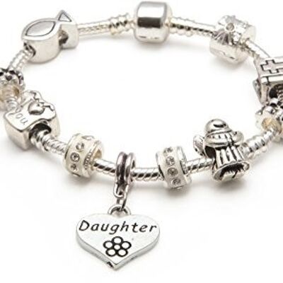 Girls First Holy Communion/Confirmation for Daughter Silver Plated Charm Bracelet 16cm