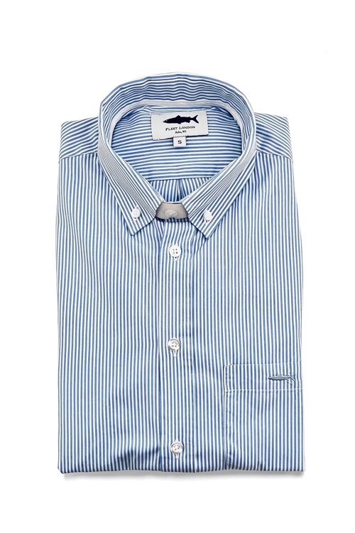 Blue striped shirt in 100% cotton poplin