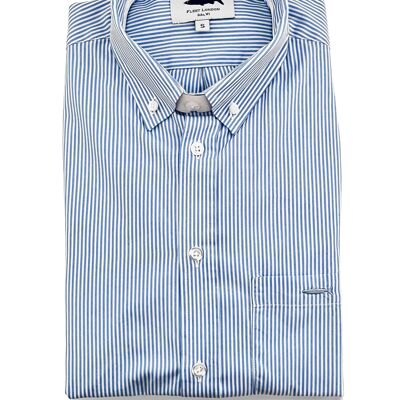 Camisa de rayas azules en popelín 100% algodón.