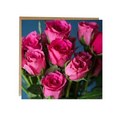 Tarjeta de felicitación de rosas rosadas