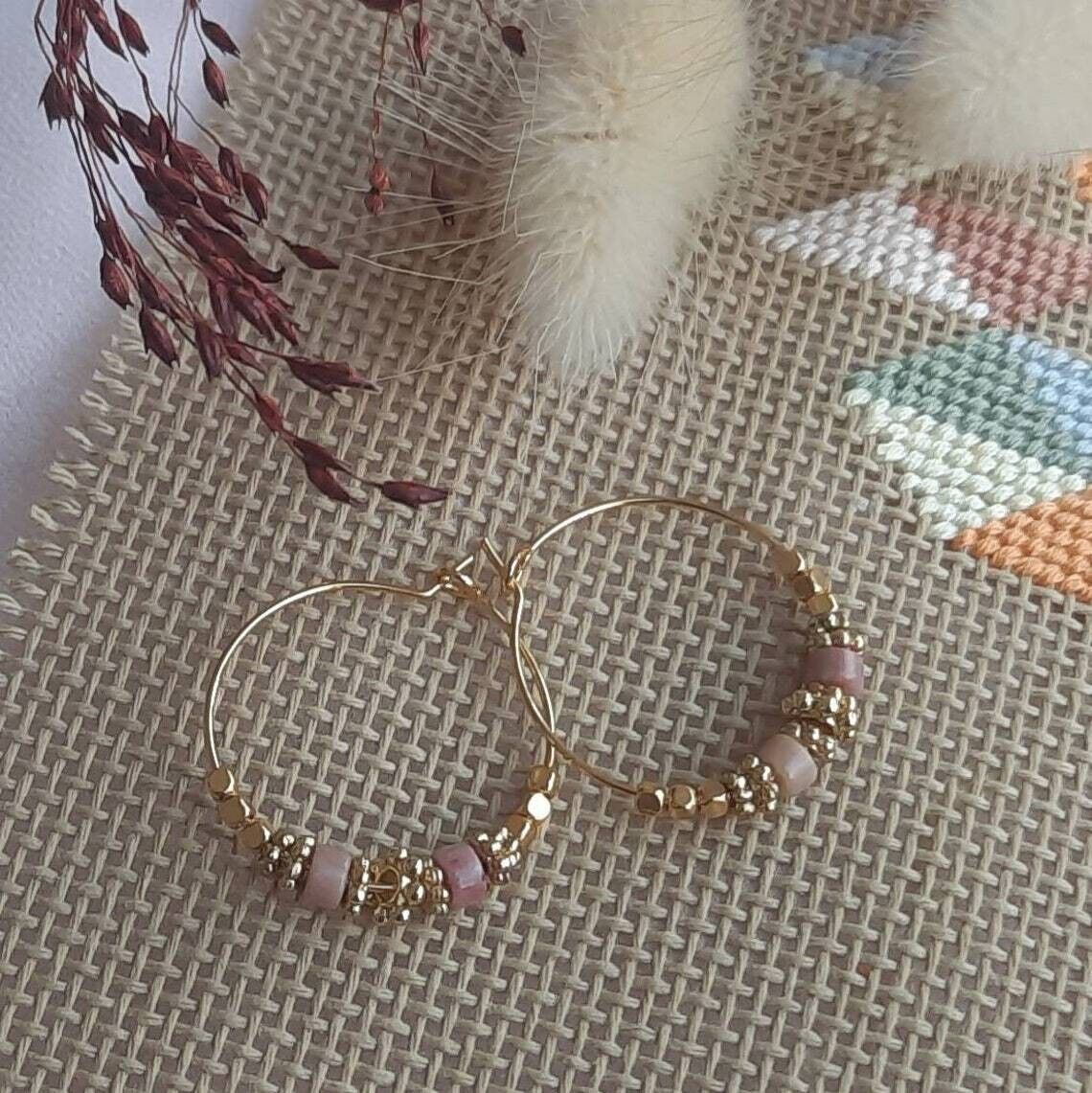 Pink Rhodonite BOHO CHIC earrings