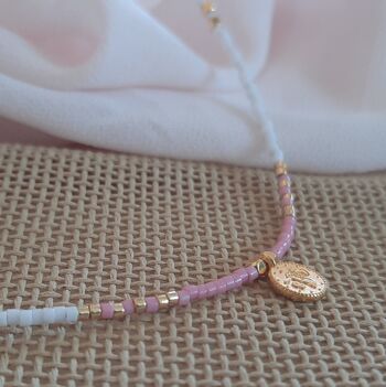 Collier ESPIEGLERIES rose blanc et or