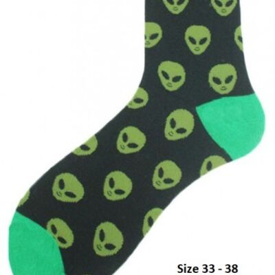 SOK11 Socken Aliens Größe 33 - 38 für Kinder