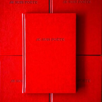 Beau carnet A5 - Je suis poète - 192 pages lignées - Similicuir rouge - Reliure cousue, élastique, signet 4