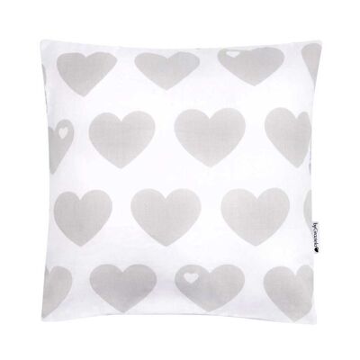 Reversible cushion cover heart gray / polka dots 80x80