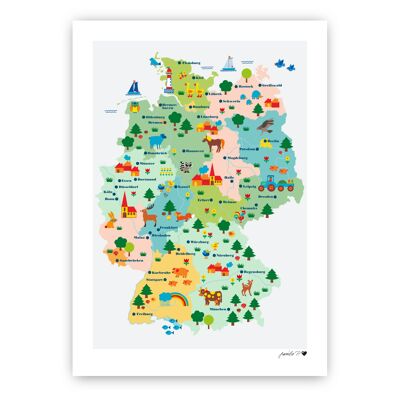 Poster map of Germany