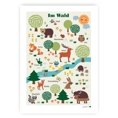 Affiche d'animaux de la forêt