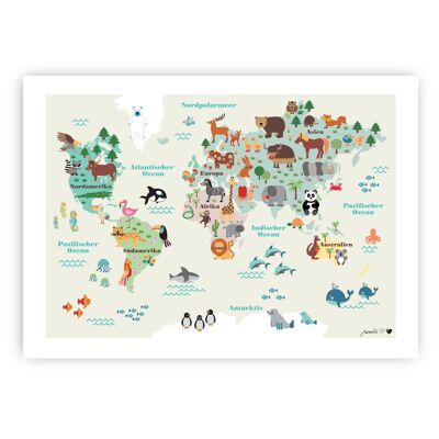 Affiche carte du monde / avec étiquettes