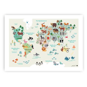 Affiche carte du monde / avec étiquettes 1