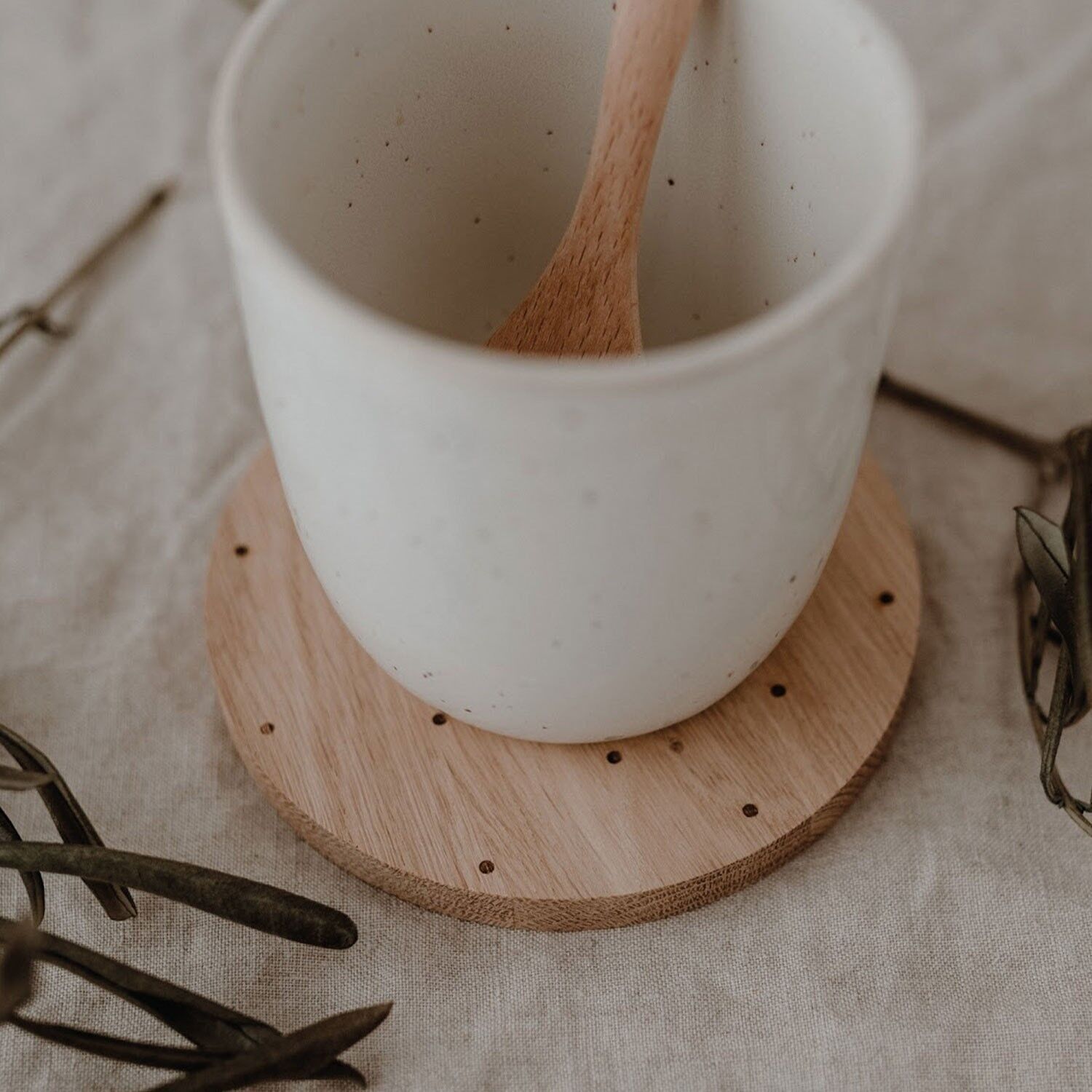 Sottobicchieri fatti di punti di quercia (PU = 8 pezzi)