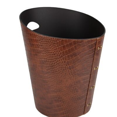 Papelera redonda aspecto cocodrilo marrón claro